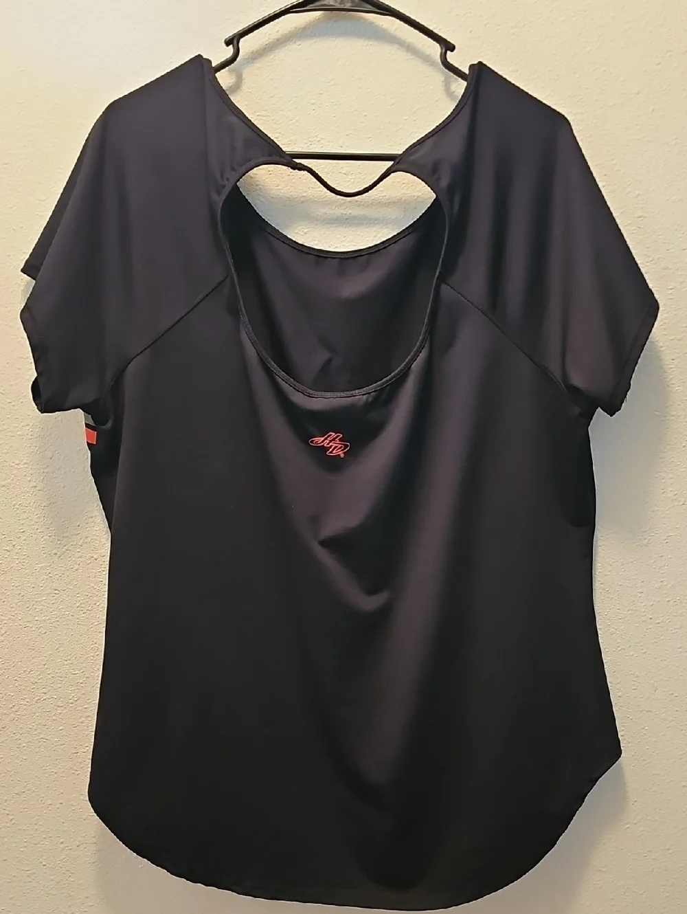 Harley Davidson Black Short Sleeve Top with orange and Reflective Stripe Detail - Picture 3 of 3